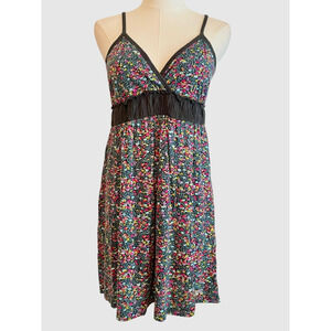 Billabong Babydoll Mini Dress Size Medium Y2K Boho Floral Smocked Fairy Grunge